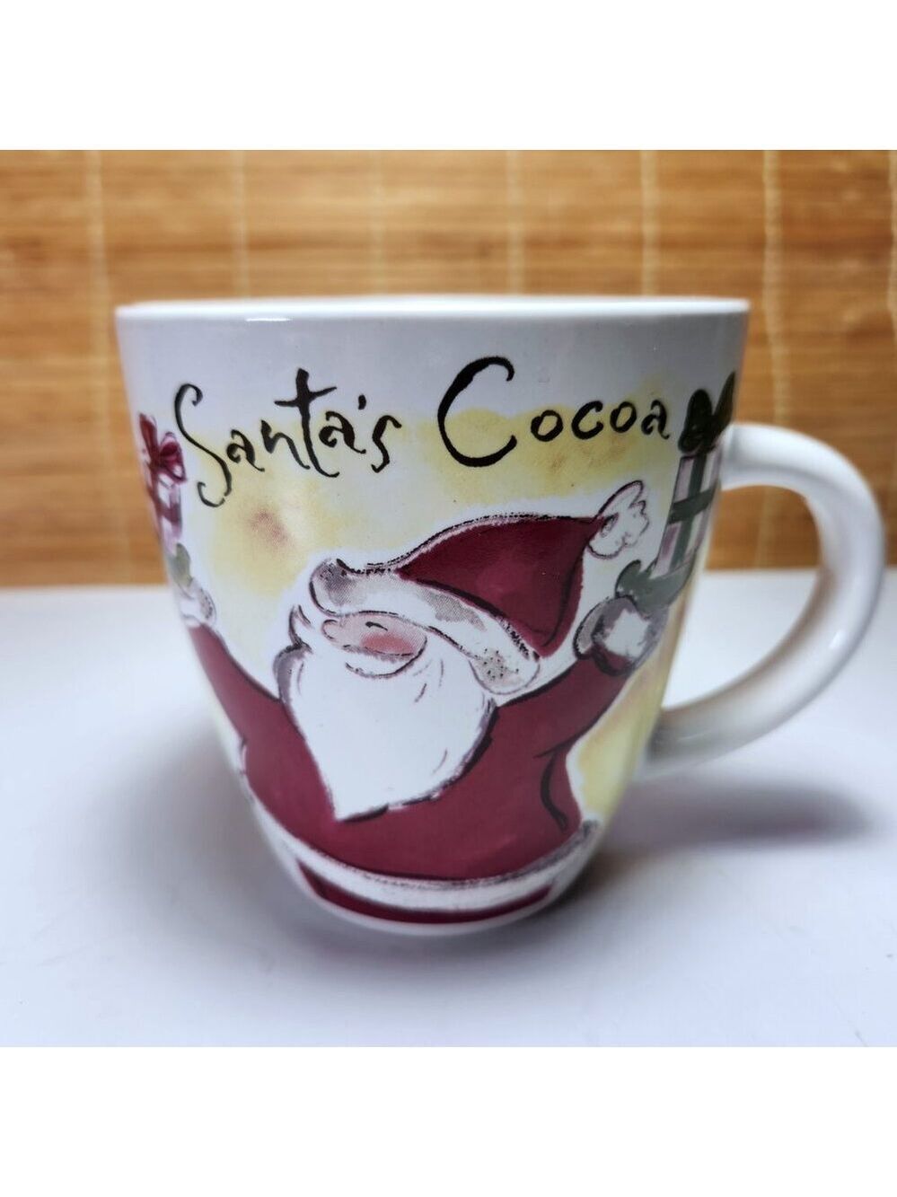 Eddie Bauer Santa Cocoa Christmas Coffee Mug Large Ceramic Holiday Cup 16 oz